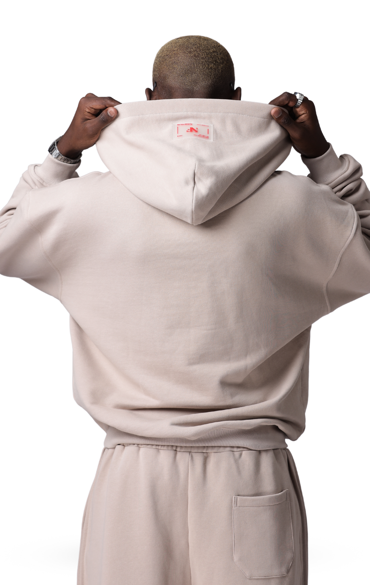 KISS BOX HOODIE WITH 3D PRINT- TAUPE