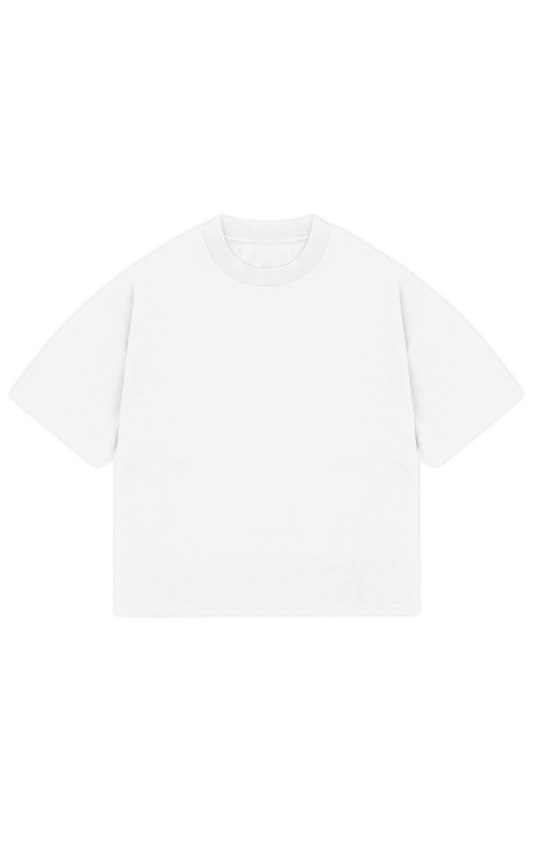 310GSM CROP OVERSIZE TEE - WHITE