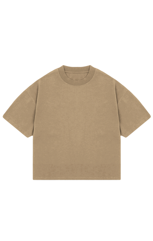 310GSM CROP OVERSIZE TEE - CARAMEL
