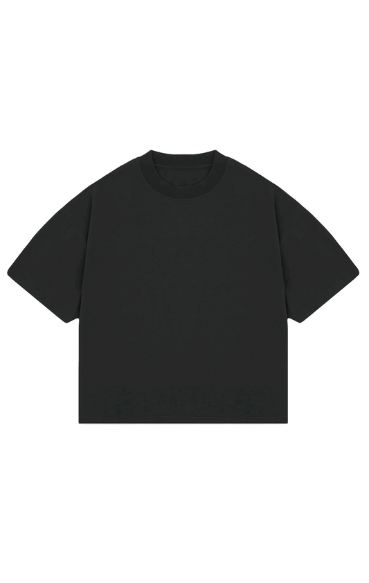 310GSM CROP OVERSIZE TEE- BLACK