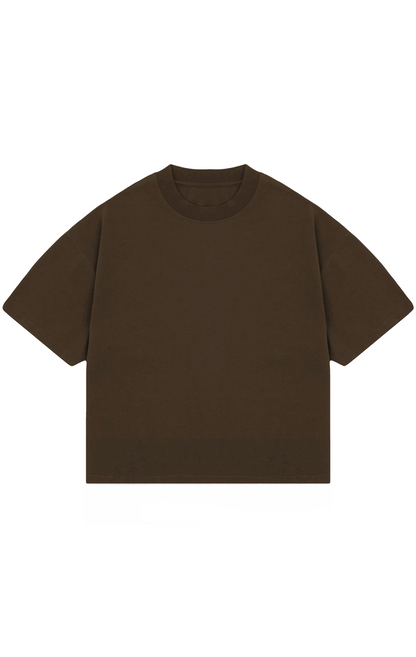 310GSM CROP OVERSIZE TEE - BROWN