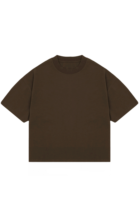 310GSM CROP OVERSIZE TEE - BROWN