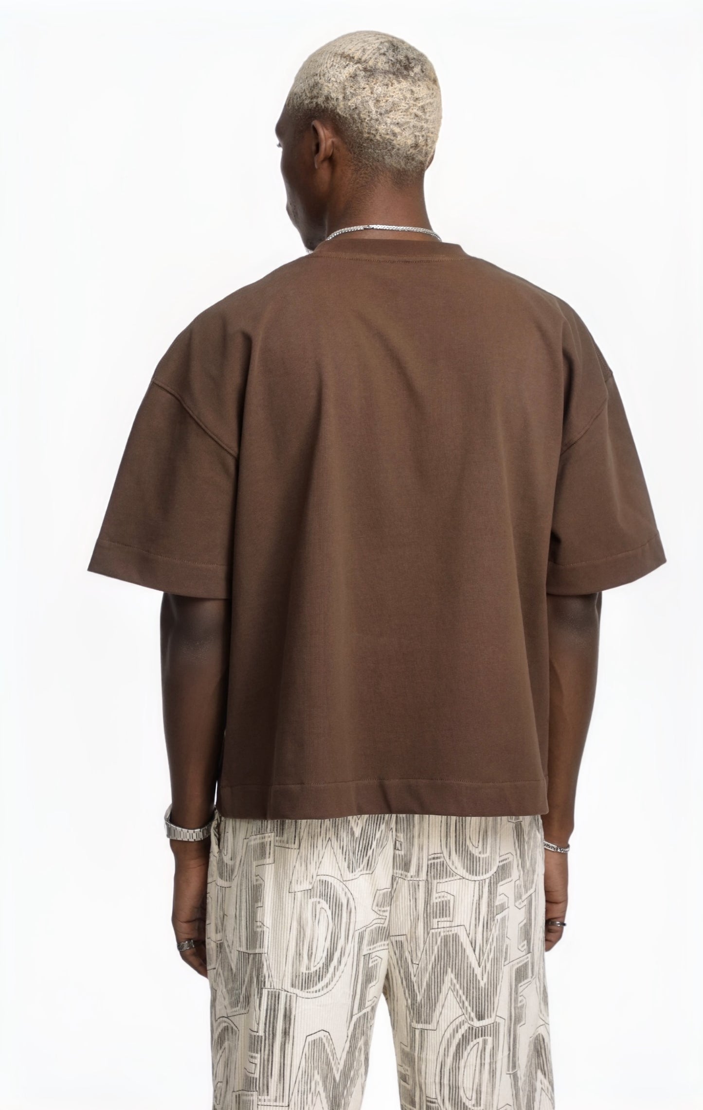 310GSM CROP OVERSIZE TEE- BROWN