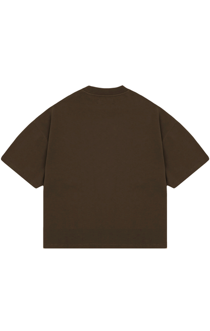 310GSM CROP OVERSIZE TEE- BROWN